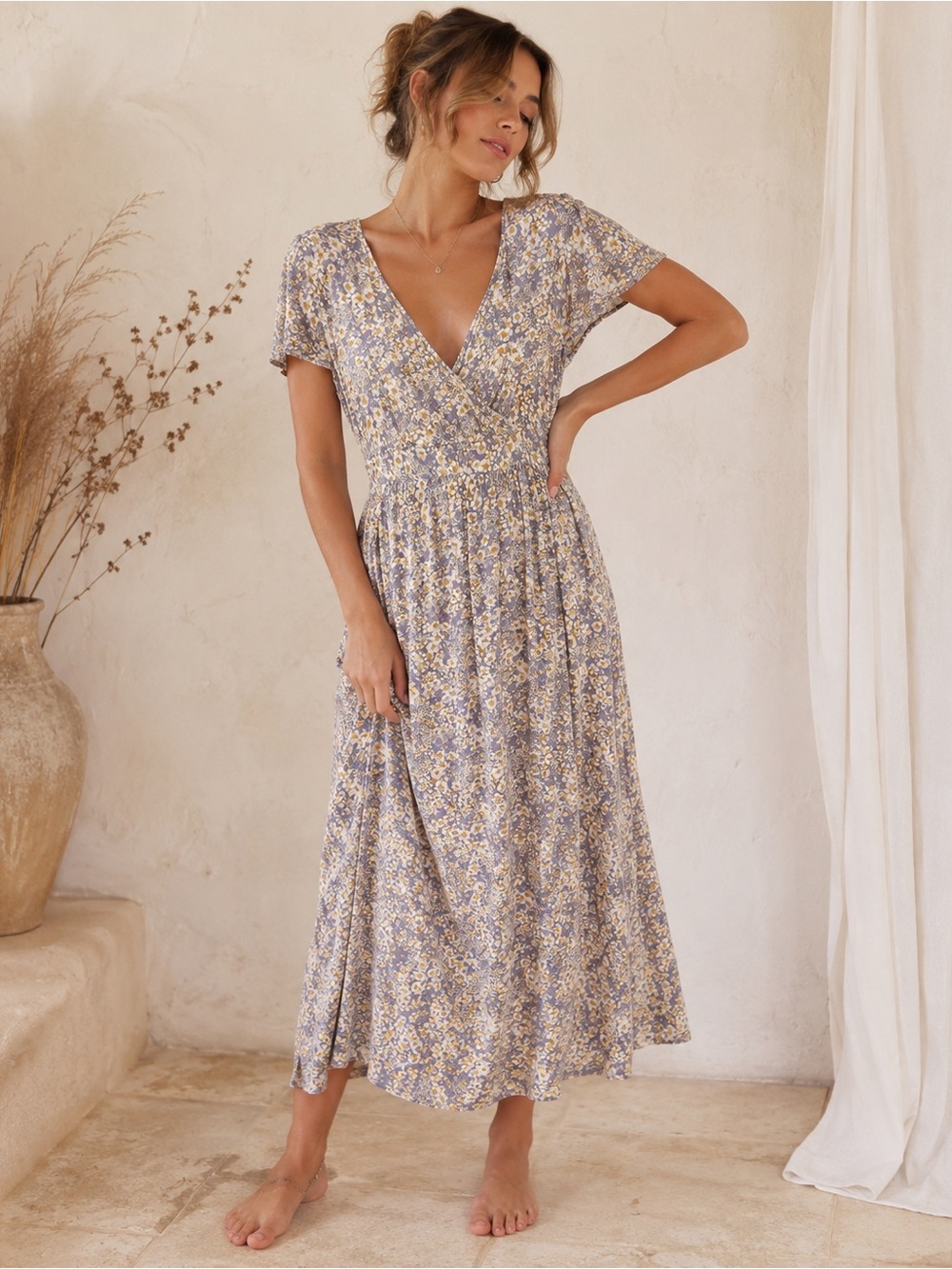 PATRONS OF PEACE FLORAL PRINT  100% RAYON DRESS